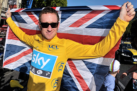 Tour-de-France-Sieger Bradley Wiggins mit Union Jack