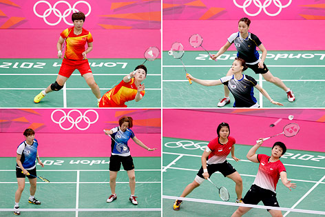 Combo der vier disqualifizierten Badminton-Doppel