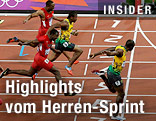 Zieleinlauf von Usain Bolt bei seinem Sieg über 100 m