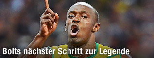 Leichtathlet Usain Bolt jubelt