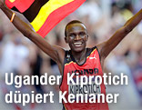 Jubel des Marathonläufers Stephen Kiprotich (UGA)