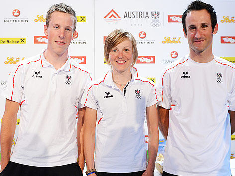 Die Mountainbiker Alexander Gehbauer, Elisabeth Osl und Karl Markt